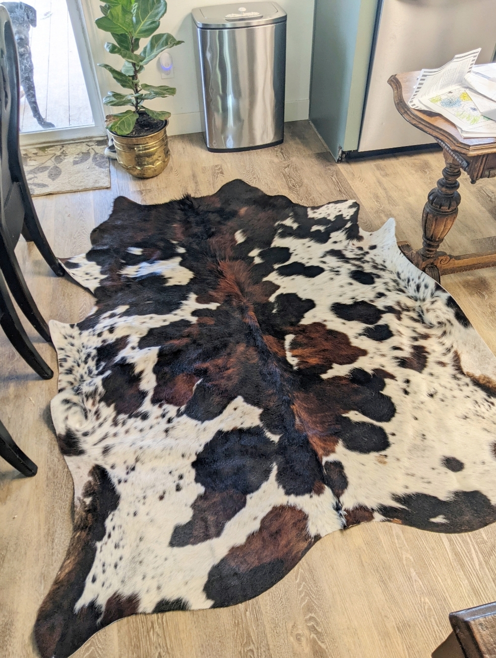 Authentic Cowhide Rug - Black, White & Brown Accent Hide